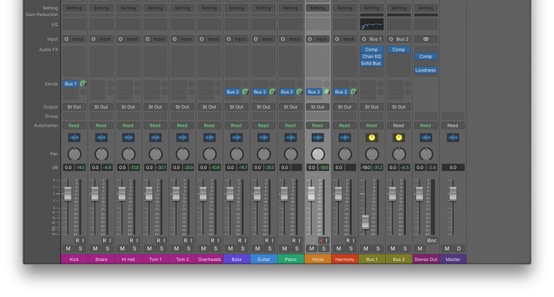 logic pro x mix view