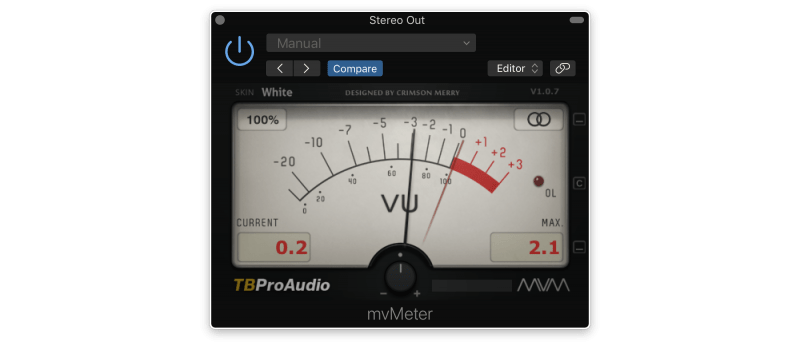 vu meter hitting 0 dbvu