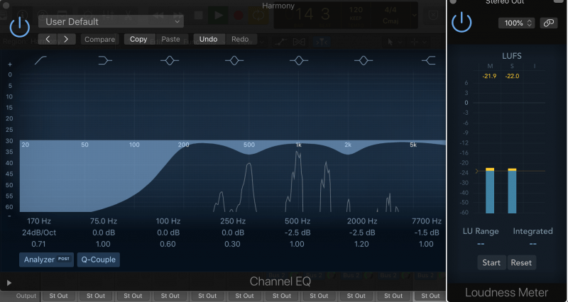 loudness meter with eq engaged