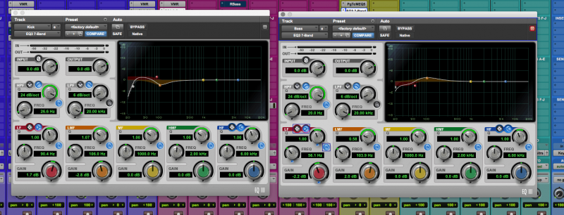 kick and bass eq range allocation