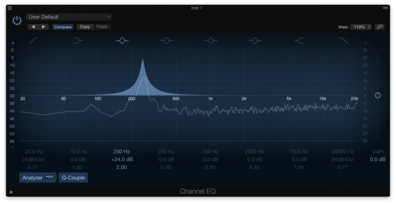 boosting frequencies with an eq