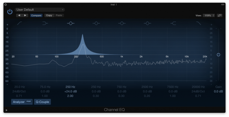 boosting 250 hz on an eq