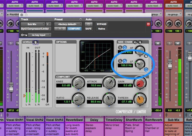 high pass filter sidechain