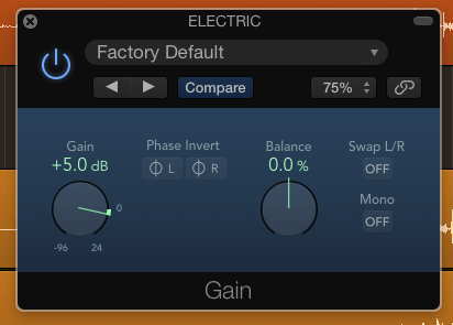 logic pro x gain plugin