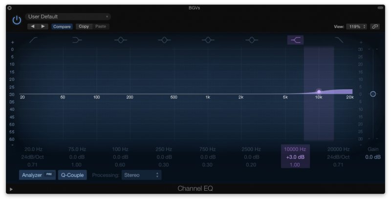 boosting high frequencies with an eq