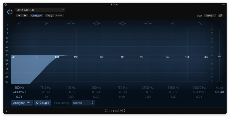 high pass filter eq