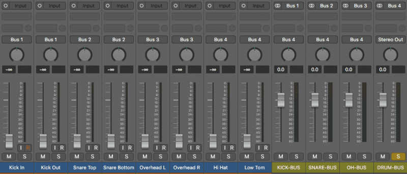 mix faders set to zero