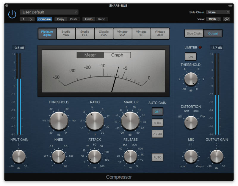 logic pro compressor with 7 db of gain reduction