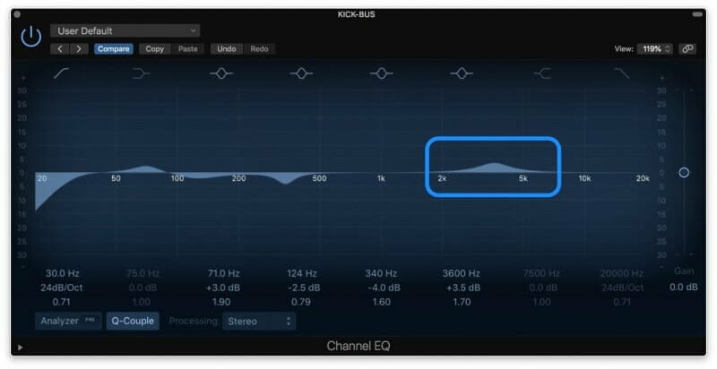 boosting 3 to 5 khz in a kick drum