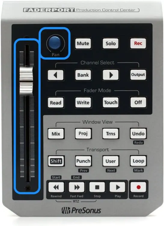 presonus faderport volume and pan knobs