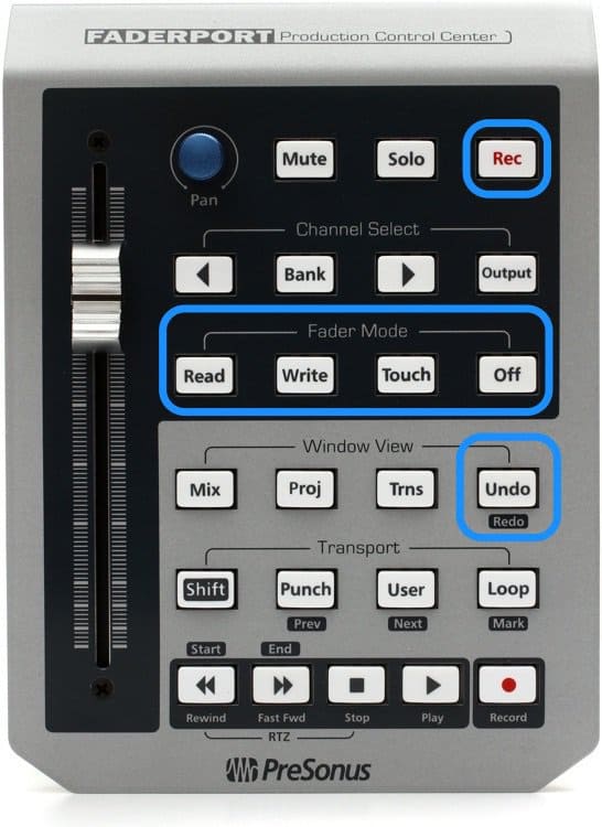 faderport record and fader modes