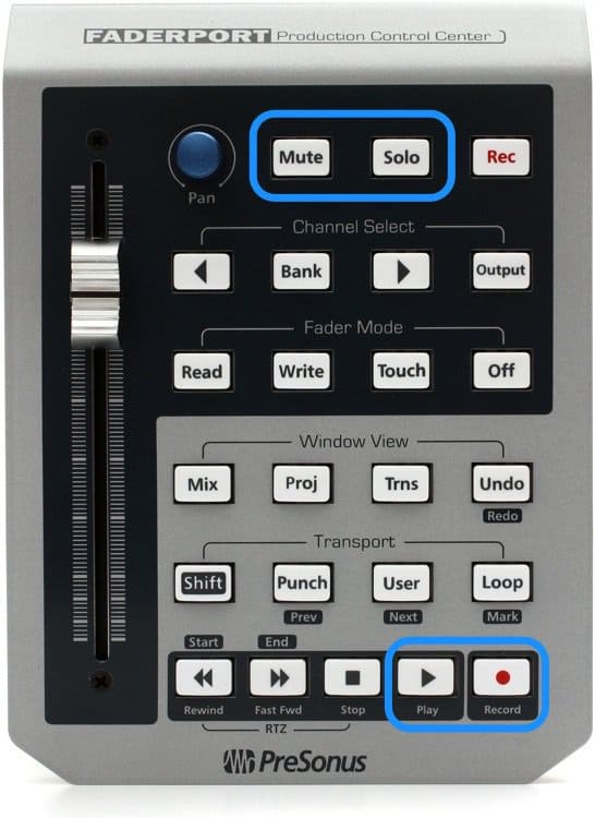 faderport mute and solo