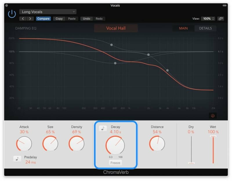 vocal reverb with low pass filter