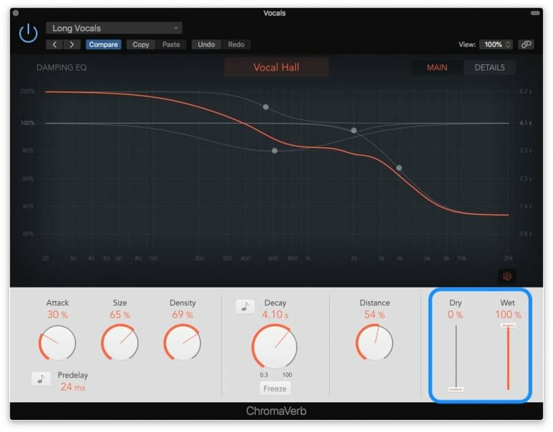 dry and wet knobs on reverb plugin