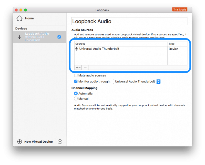 loopback audio input settings