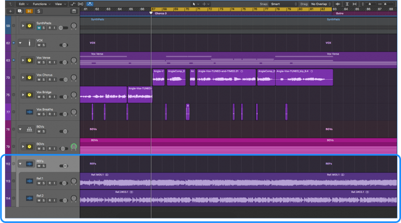 arranging the reference track in logic pro x