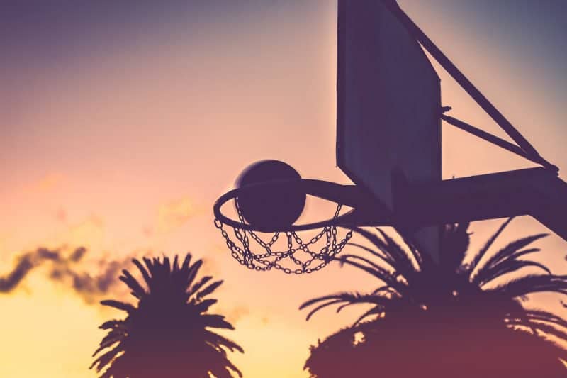 basketball going into a hoop