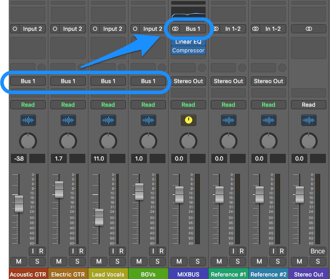 setting up a mixbus in logic pro