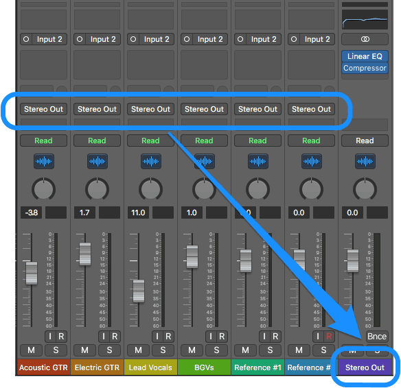 logic pro stereo output