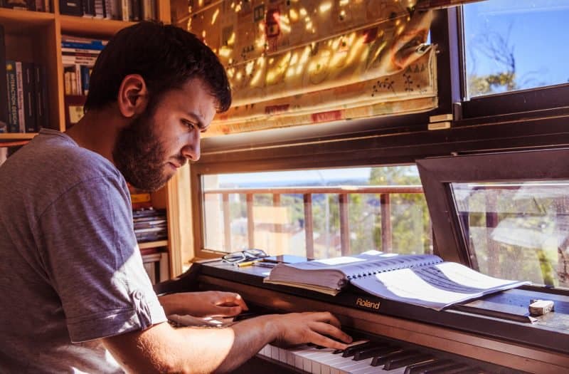 person playing piano