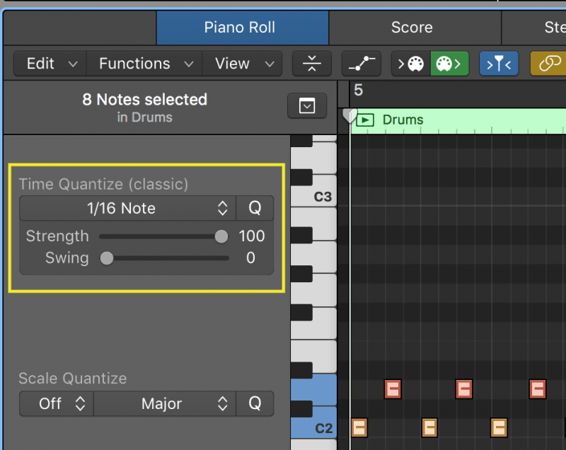 logic pro x quantization strength