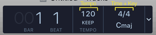 logic pro x tempo time and key