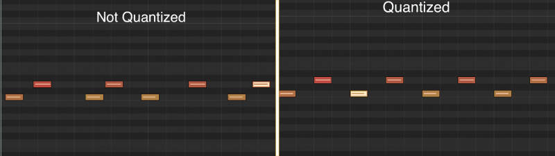 quantized notes are more in time than notes that are not quantized