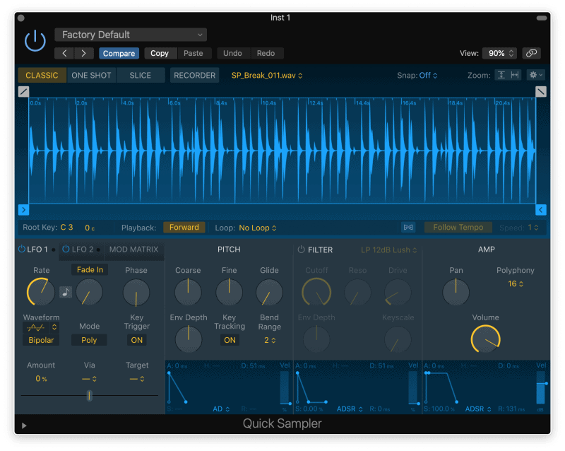 logic pro x quick sampler