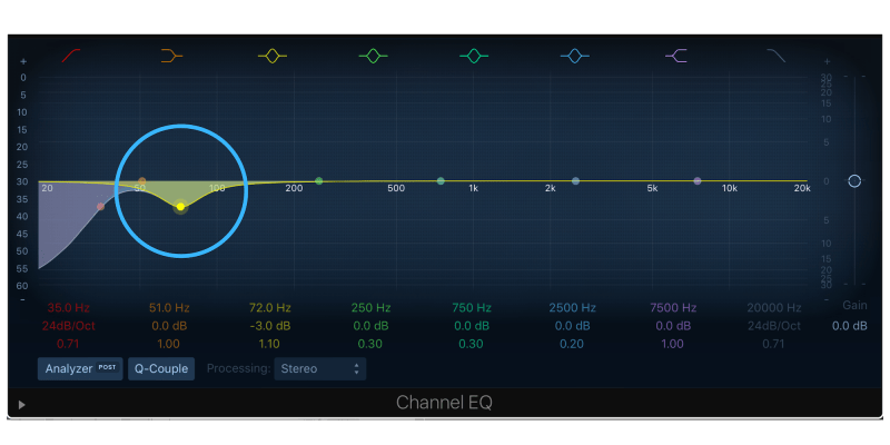 turning down 72 hz with an eq