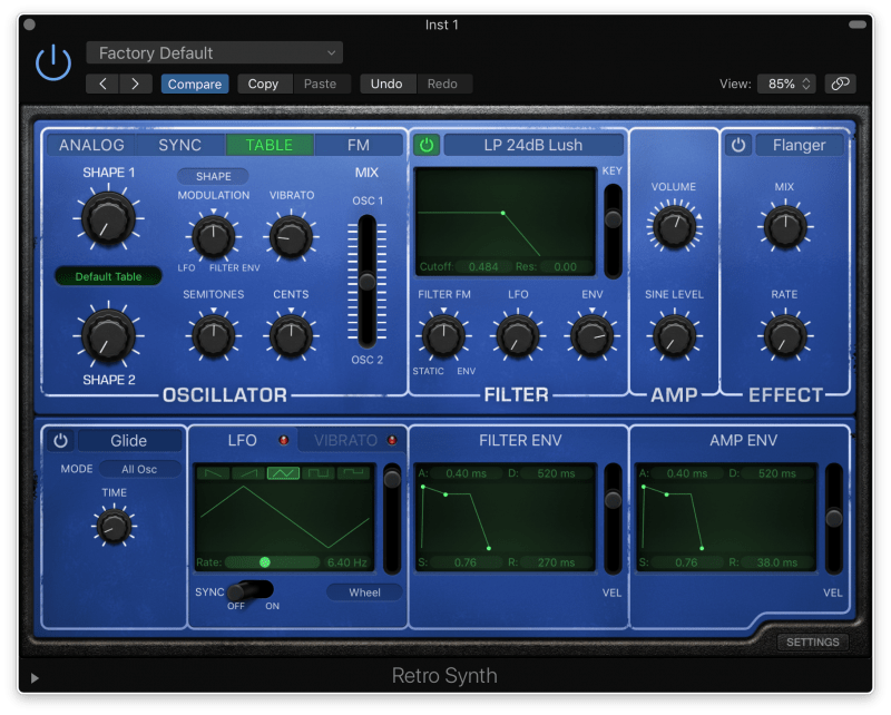 logic pro x retrosynth wavetable synth