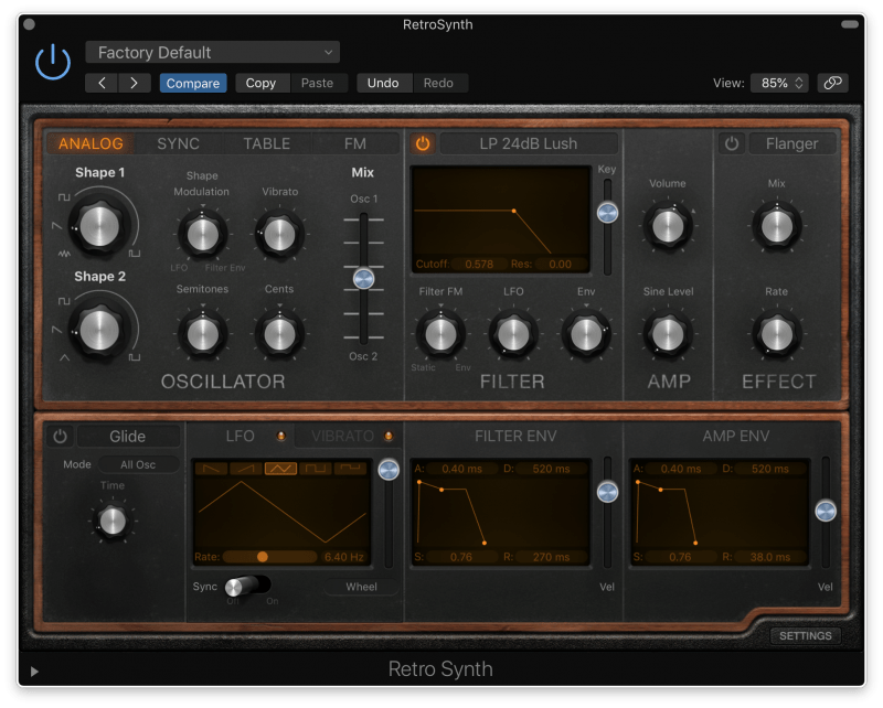 retrosynth in logic pro x