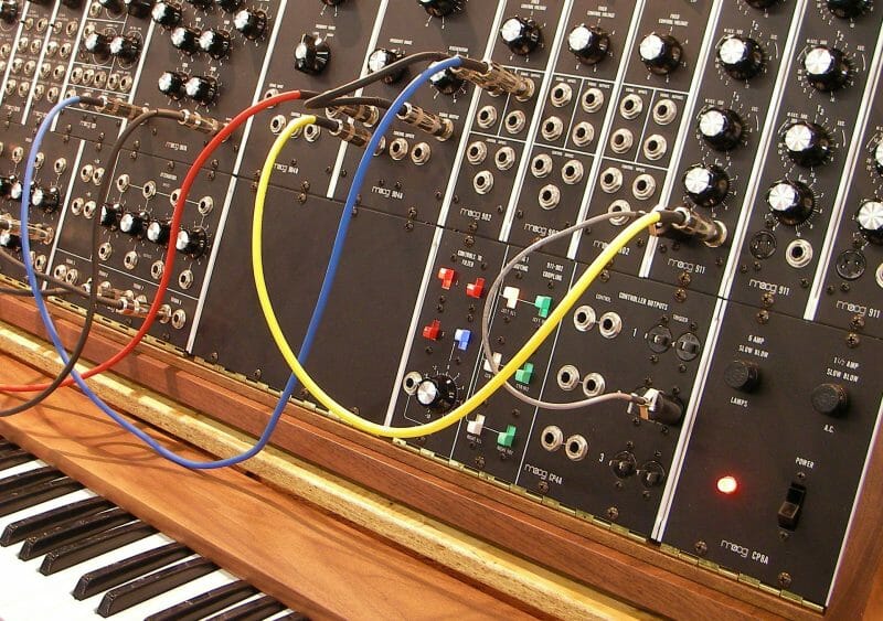 modular synth with patch cables