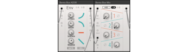 ADSR envelope modulating the mixer's output