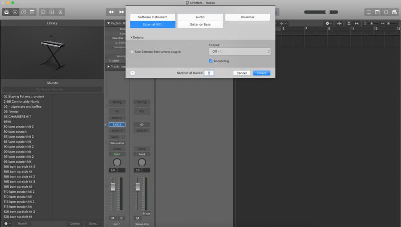 creating an external midi track in logic pro x