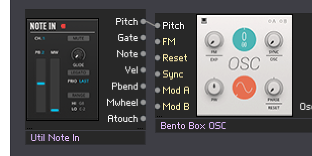 midi not in modular sending pitch info to the oscillator