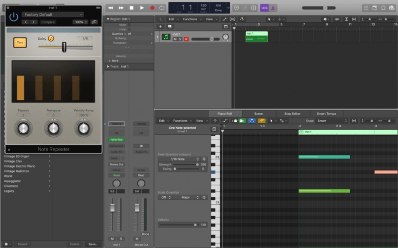 note repeater in logic pro x