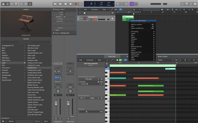 exporting midi as audio