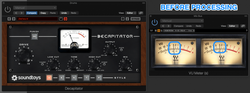 vu meter sitting at -3dBVU before distortion