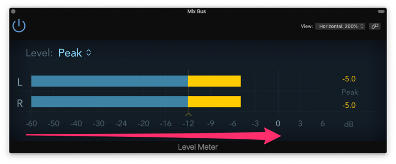 logic pro x peak meter