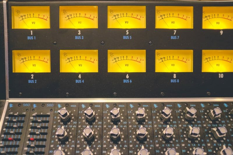 VU Meter on a mixing console