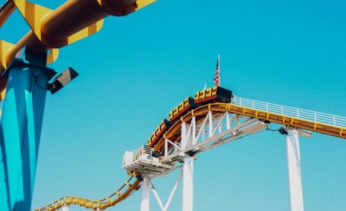 roller coaster going up a hill, like the attack on an adsr curve