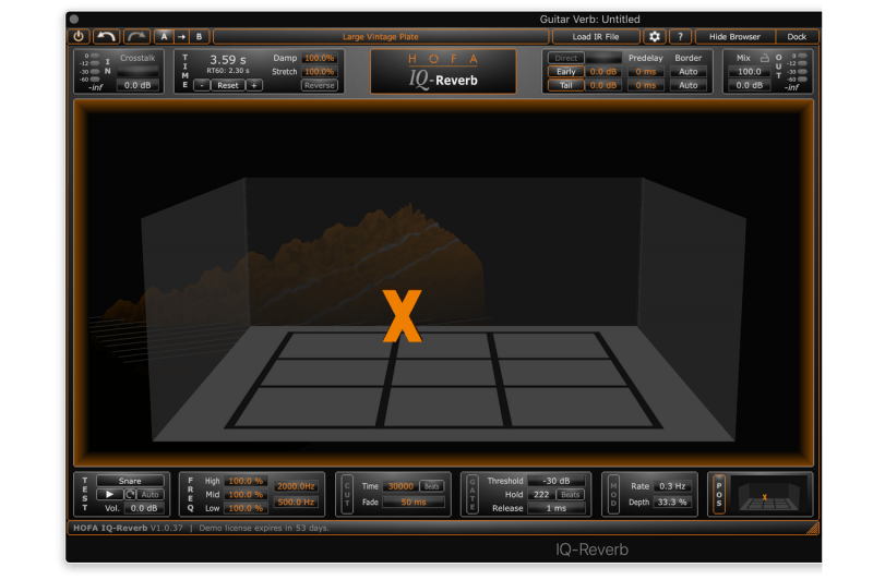 stereo field placement in iq series reverb