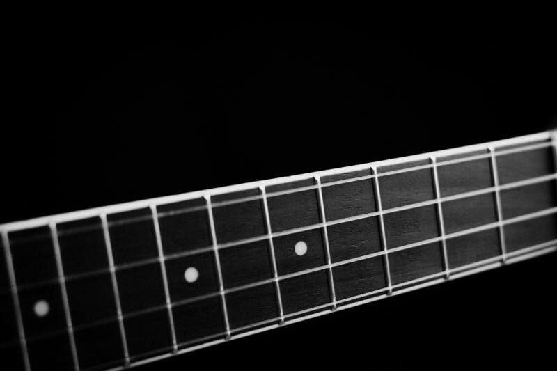 string frets on an acoustic guitar