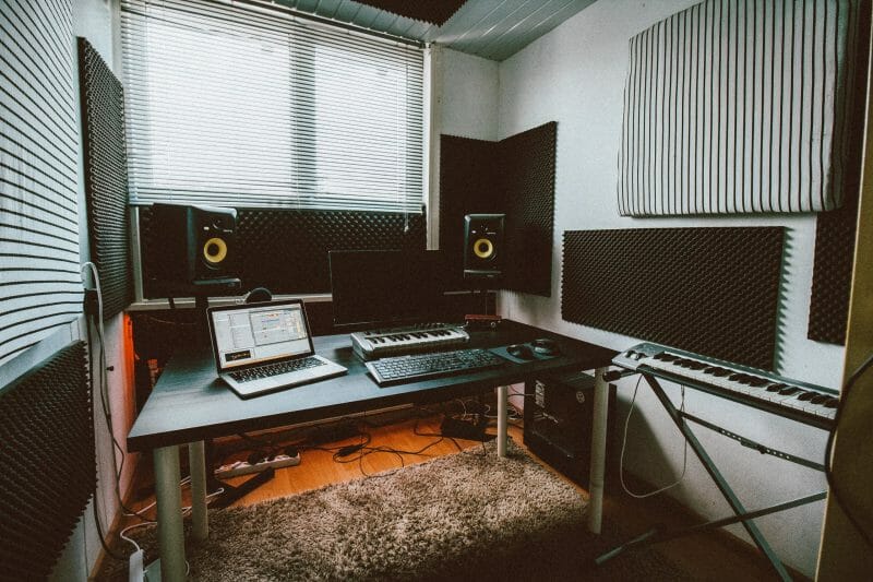 home studio with diy acoustic panels