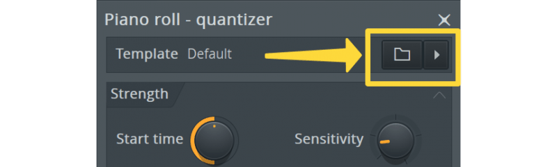 open pattern template button on piano roll quantizer