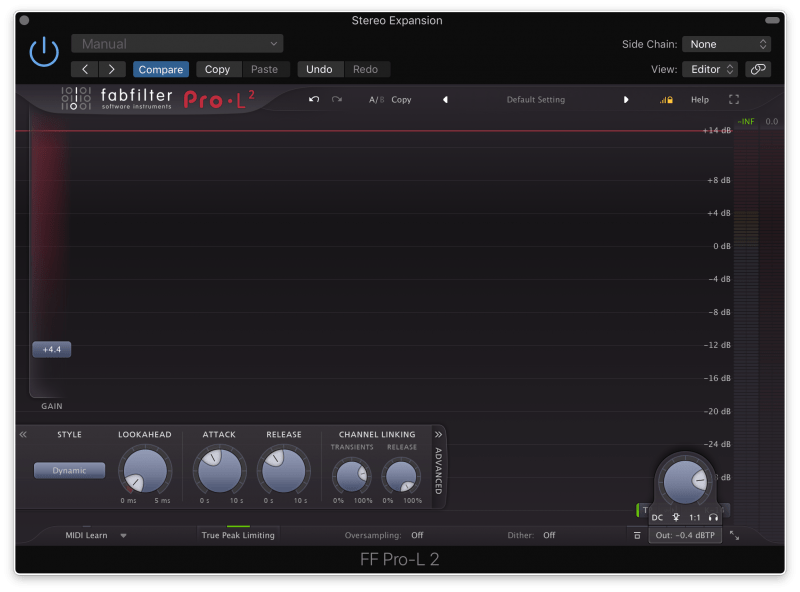 limiting the track with FabFilter Pro-L2