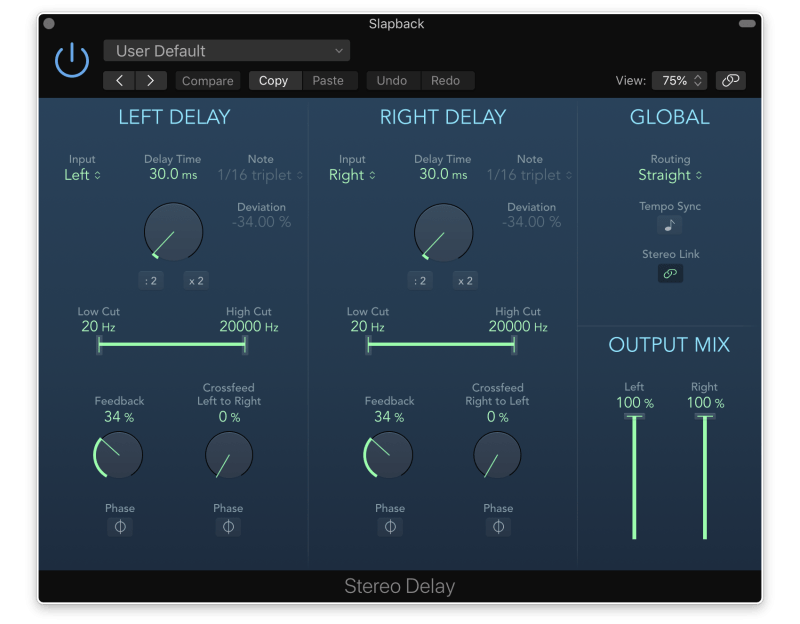 adding slapback delay to a kick drum