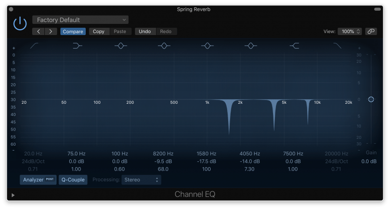 eq plugin with surgical cuts in the upper mids to remove resonance