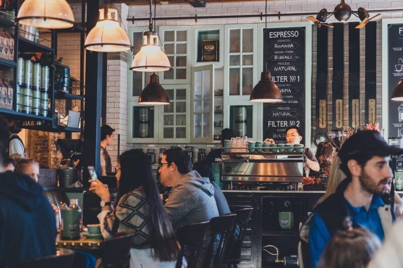 coffee shop with mono speakers