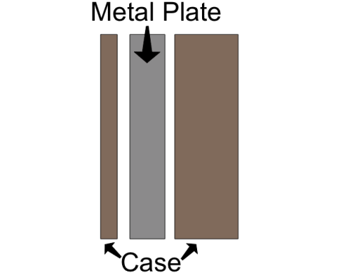 plate reverb diagram showing metal plate suspended in a case